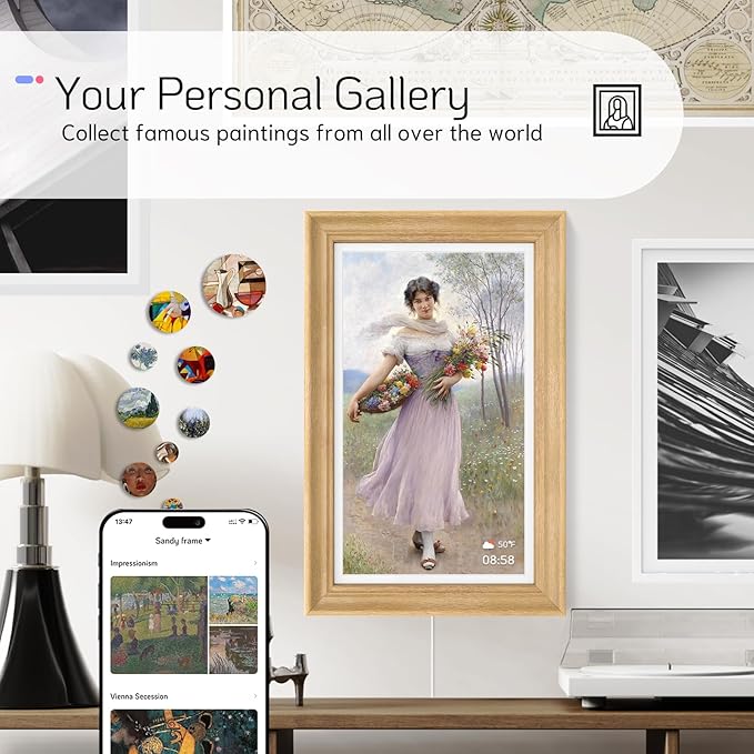 NexFoto Touchscreen Digital Picture Frame 15.6'', FHD WiFi Digital Photo Frame, 64GB Wood Electronic Picture Frame, Add Photos from Google Photos, Share Videos, for Mom, Birthday, Wood