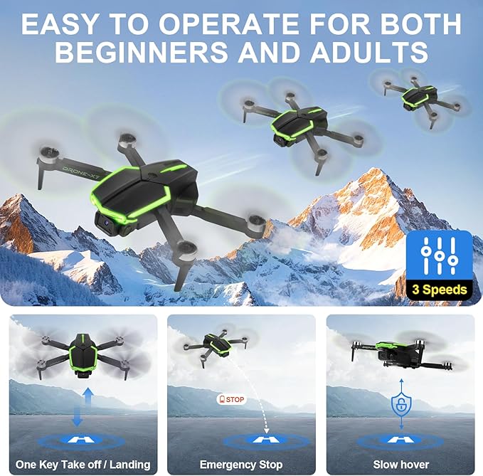 Drone with Camera 1080P, Best gift for Beginners and Adults, One-Key Takeoff/Landing, Gestures Selfie, Altitude Hold, 3D Flips, rc camera drone, Foldable Remote Control Quadcopter drones