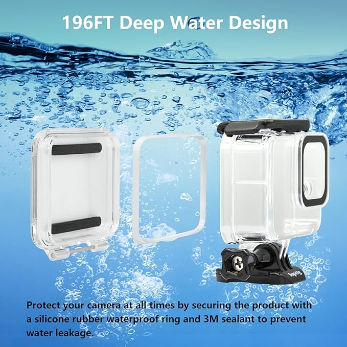 Suptig Waterproof Case Protective Underwater Dive Housing Compatible for GoPro Hero 8 Black Waterproof 196ft (60 Meters)
