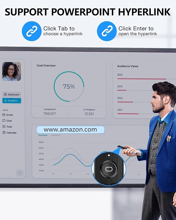 Wireless Presentation Clicker- Clicker for Powerpoint Presentations- Rechargeable Presentation Remote, Slide Advancer for Keynote/PPT/Mac/PC/Laptop