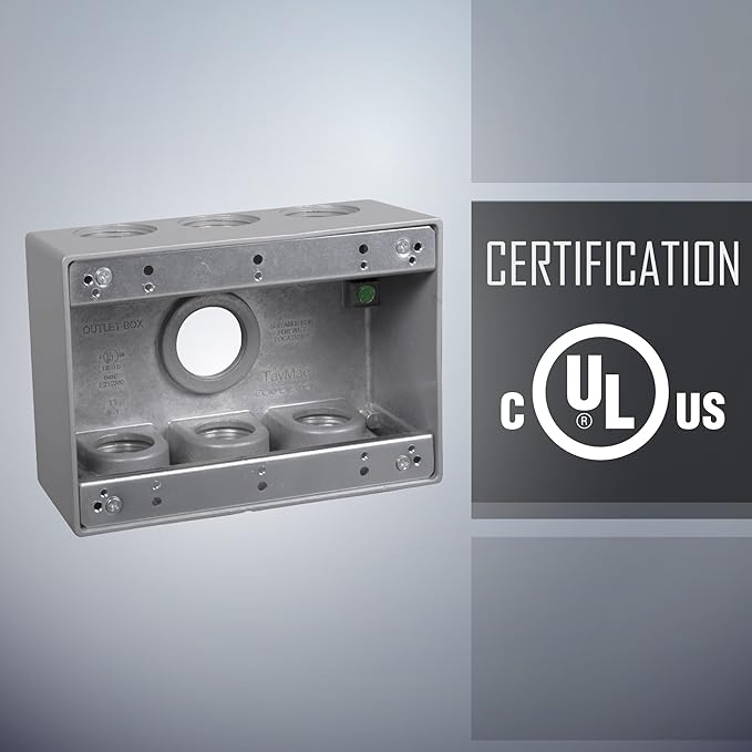 TayMac TB750S 3-Gang Weatherproof Box with Seven 1/2 in. Outlets, Gray