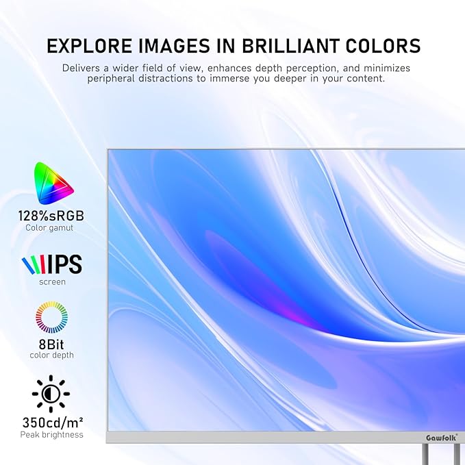 34 Inch IPS Ultrawide 120Hz Gaming Computer Monitor, 21:9 UWFHD (2560x1080) PC Screen, 128% sRGB, Adaptive Sync, 178° Viewing Angle, Display Port, HDMI, Compatible with Wall mounting - White