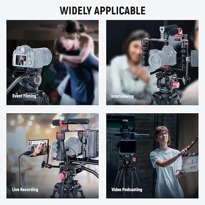 NEEWER 79"/2m Video Camera Tripod with Fluid Head, One Step Quick Release Aluminum Heavy Duty Tripod Stand with QR Plate Compatible with Canon Nikon Sony DSLR Camera Camcorder, Max Load 17.6lb, LL38