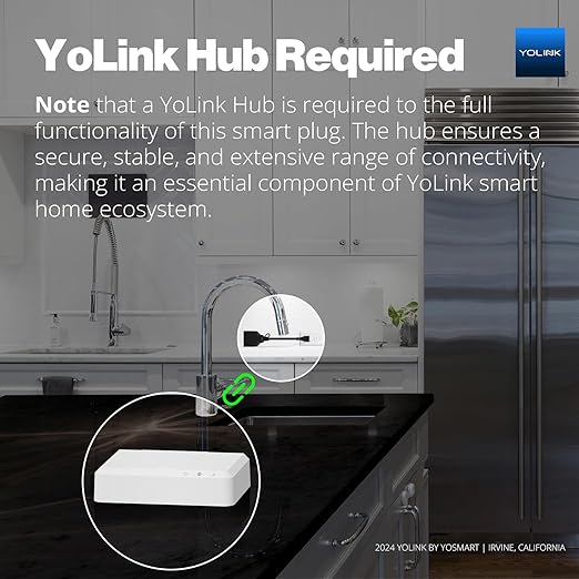 YoLink Smart Outdoor Energy Plug, IP65, 1800W, 15A Smart Plug with Real-Time Energy Monitoring, Automatic Safety Shutoff, Alexa & Google Assistant Compatible, Require YoLink Hub
