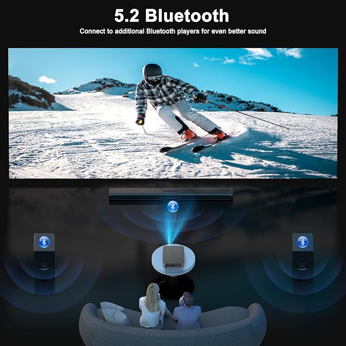 2500 ANSI Lumen Official Netflix Licensed 4K UHD Smart Projector, HAPPRUN Home Theater with Dolby Audio, Wi-Fi 6 & Bluetooth 5.2, Built-in Streaming Apps, Works with Smartphones, Indoor & Outdoor Use