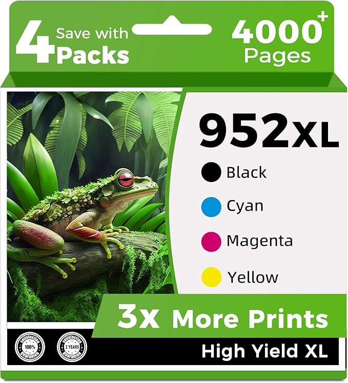 952XL Ink Cartridges Replacement for HP 952 XL Combo Pack HP952XL Printer 8710 7740 Compatible for HP952 Officejet Pro 8702 8720 8210 7720 8715 8730 8740 8216 8725 8700 8200 Black Cyan Magenta Yellow
