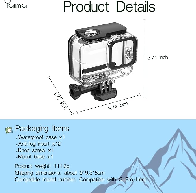 Waterproof Case for Gopro Hero Shockproof, Dustproof Enclosure for Hero 9/10/11/12/13 Black Underwater Protective Case Protector for Diving, Surfing Extreme Sports