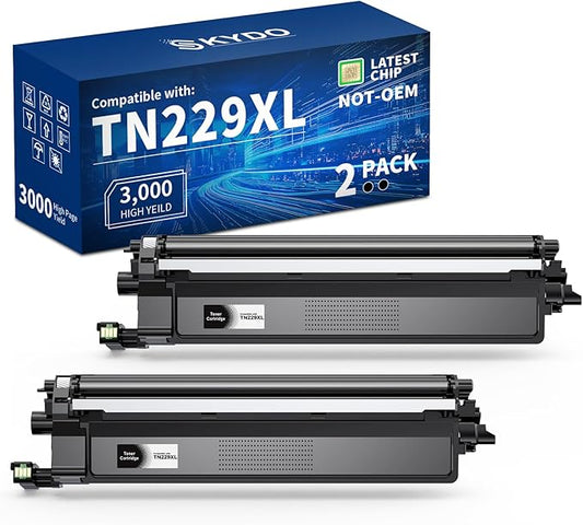 TN229XL Black Compatible Toner Cartridges Replacement for TN229 TN-229 TN 229 XL Toner Cartridges to Use with MFC-L3780CDW MFC-L3720CDW HL-L3280CDW HL-L3220CDW Printer(2 Blacks)