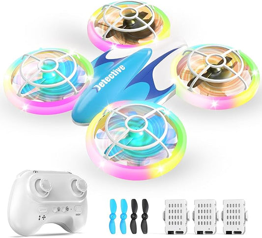 BlueFire Mini Drone for Kids Ages 6-12, RC Drone with Fancy LED Light Show, 360° Flips, Altitude Hold, One-Key Take Off/Landing, 3 Speed Modes, Propeller Protection, Indoor Outdoor Toy Gift for Boys & Girls