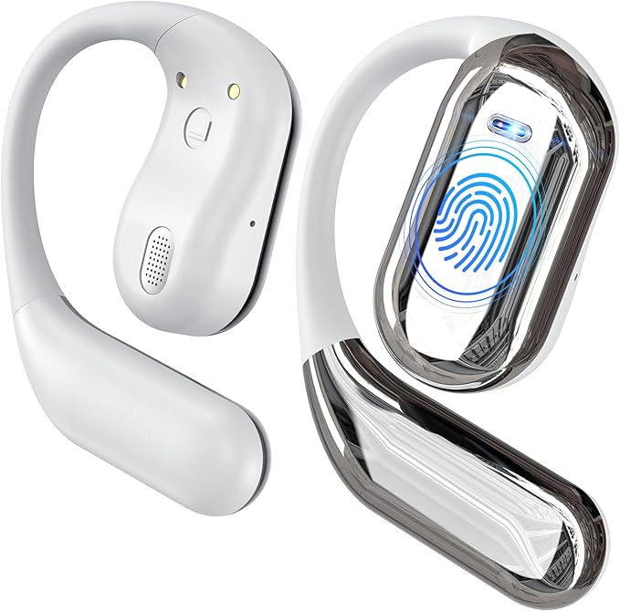 EUQQ Open Ear Bluetooth 5.4 Headphones, Wireless Earbuds Sport Over Earphones Built-in Mic with Ear Hooks 50H Playtime Ear Buds LED Display Charging Case