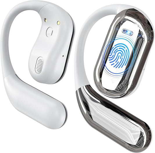 EUQQ Open Ear Bluetooth 5.4 Headphones, Wireless Earbuds Sport Over Earphones Built-in Mic with Ear Hooks 50H Playtime Ear Buds LED Display Charging Case