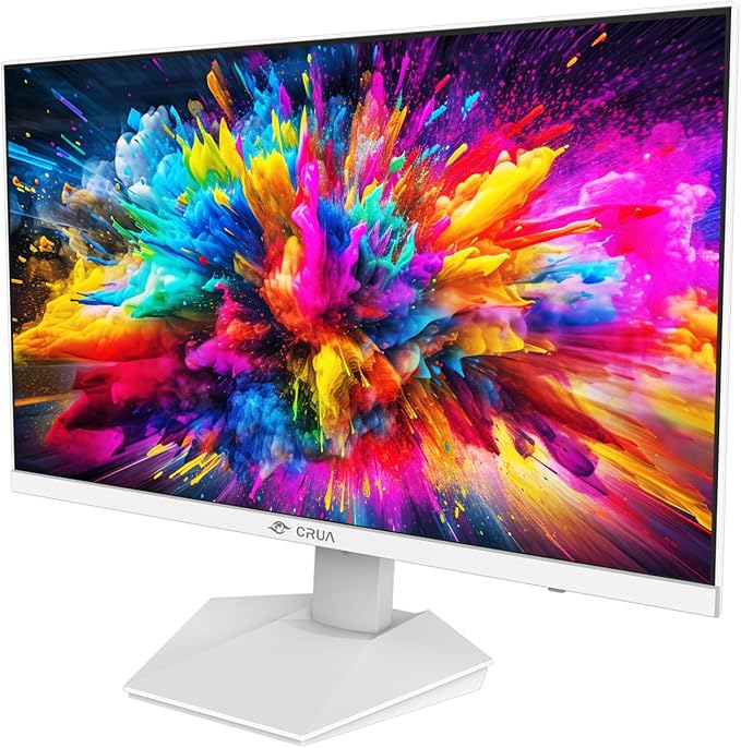 CRUA 27" 4K White Monitor, UHD(3840x2160P) IPS Panel, 60Hz Computer Monitor, Supports AMD Freesync, USB Type-C, 120% sRGB, Built-in Speakers, Wall Mountable, for Work, Streaming, and Home Office