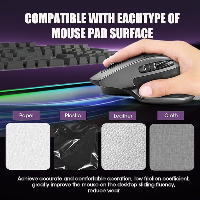 2 Pack MX Master 3/3S Wireless Gaming Mouse Feet Sliding Stickers, Wear-Resistant Smooth Mice Glass Skates Pad Compatible with Logitech Mouse Feet Replacement (Glide Mice Skates, White PTFE)