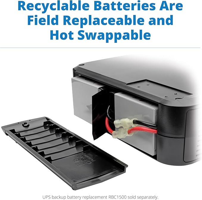 Tripp Lite SMART1500LCD 1500VA Rack Mount UPS Battery Backup, 900W, 8 Outlets, PWM Sine Wave, Short Depth 2U Rackmount UPS, AVR, LCD Screen