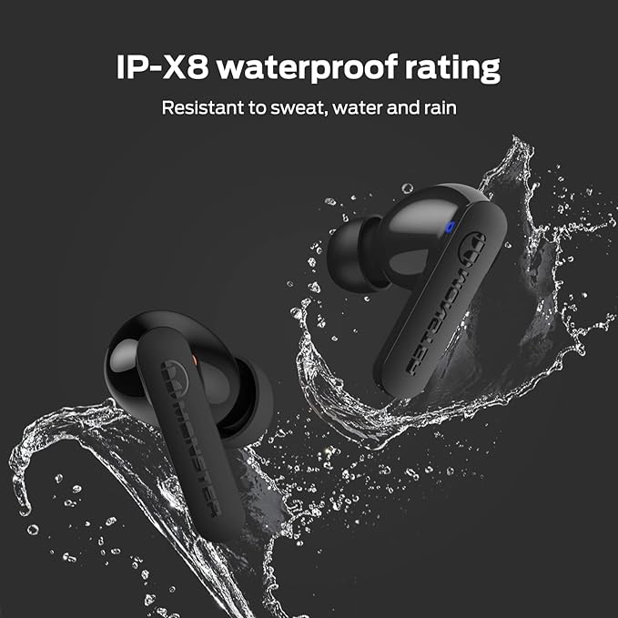 Monster Wireless Earbuds Bluetooth 5.3 Headphones with CVC 8.0 Noise Reduction, IPX8 Waterproof in-Ear Stereo Earphones 60H Playtime, Bluetooth Earbuds with Fast Charging for Sport