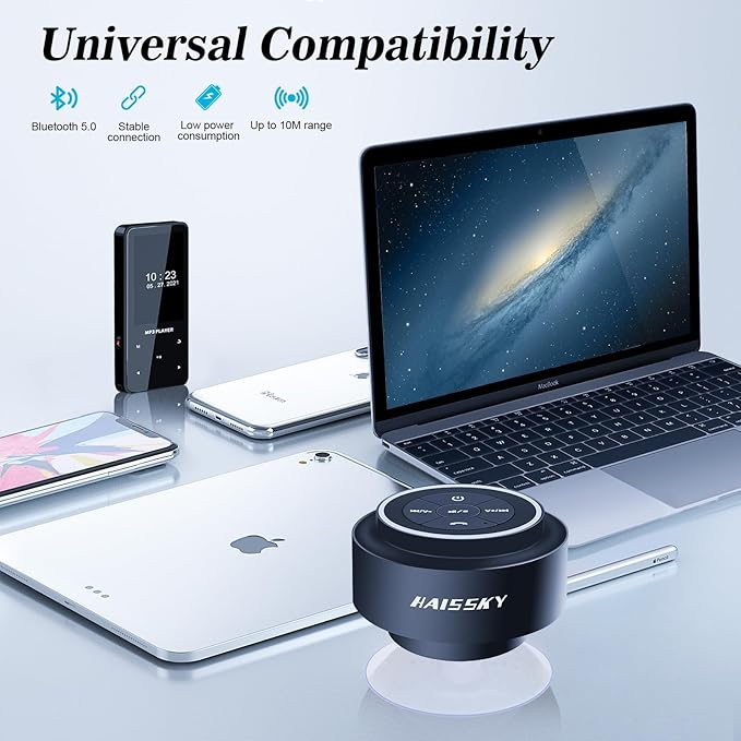 Shower Speaker Bluetooth Waterproof, Portable Wireless Waterproof Speaker for Pool, Floating IP67 Bathroom Speakers with Suction Cup for Camping Beach Party, Electronic Gifts, Hands-Free