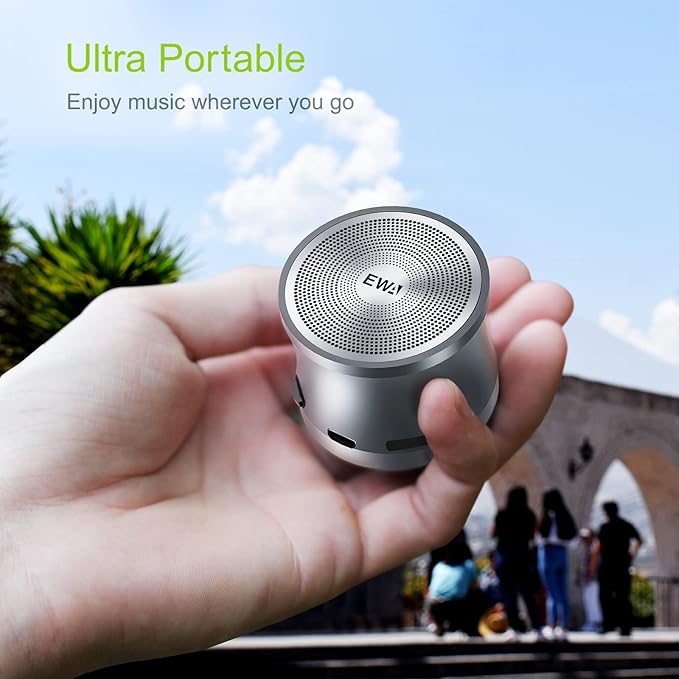 EWA A109mini Bluetooth Speaker with Bass Radiator, Enhanced Bass, Portable Wireless Speaker for Home, Hiking and More - Gray