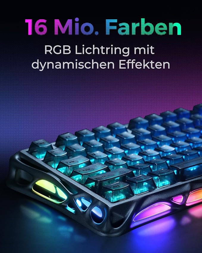 GravaStar Mercury V75 HE Keyboard, 75% Hall‑Effect Magnetic Switch Gaming Keyboard, 8000 Hz Polling, 0.005RT, Wired USB-C, RGB Backlit, Adjustable Actuation, Semi‑Aluminum Chassis-Stealth Black