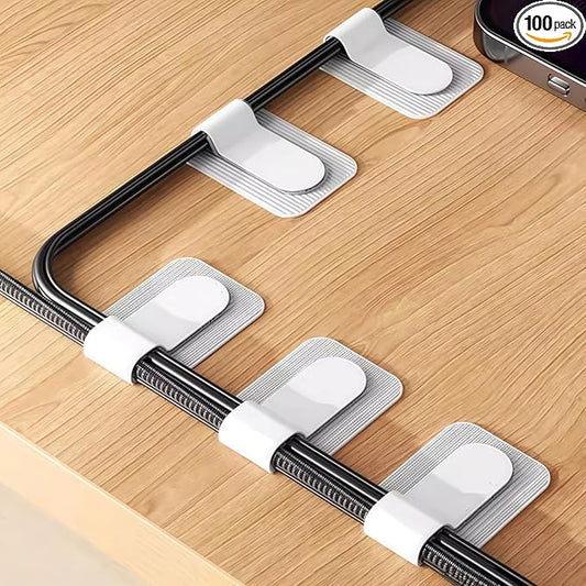 100 Pcs Hook and Loop Cable Straps,Self Adhesive Hook and Loop Cable Ties,Adjustable Cord Organizers for Desk,Reusable Wire Organizers for Cords,Cord Organizer (White)