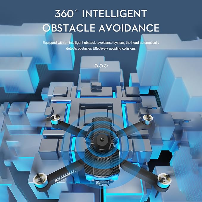 Drone with Camera 8K EIS Anti Shake Camera FPV Drone, RC Quadcopter with Brushless Motor, 50x zoom,360° Obstacle Avoidance, Follow Me, Optical Flow, Headless Mode and 2 Batteries for Adults