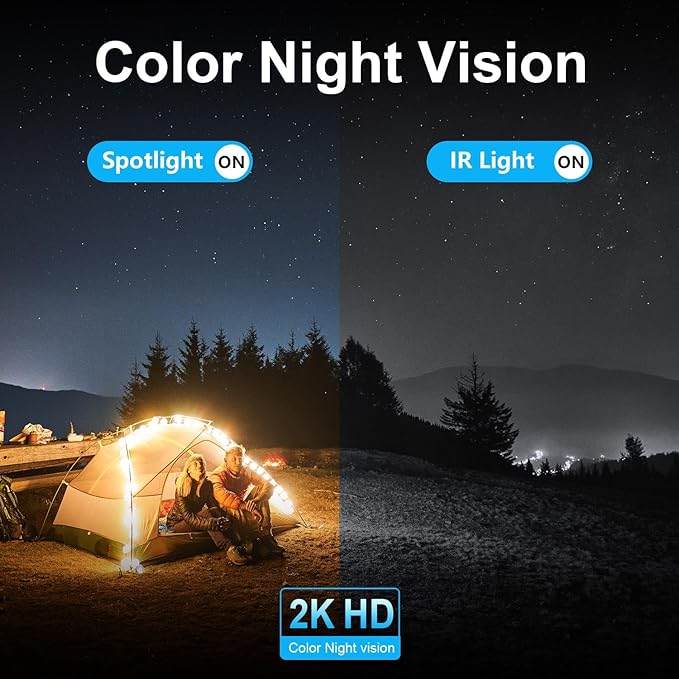 No WiFi Security Camera, 4G LTE Cellular Security Cameras Wireless Outdoor, Solar Outdoor Camera Wireless, 2K Color Night Vision, Motion Alert, Playback, SIM Included, 2-Way Talk (2 Pack)