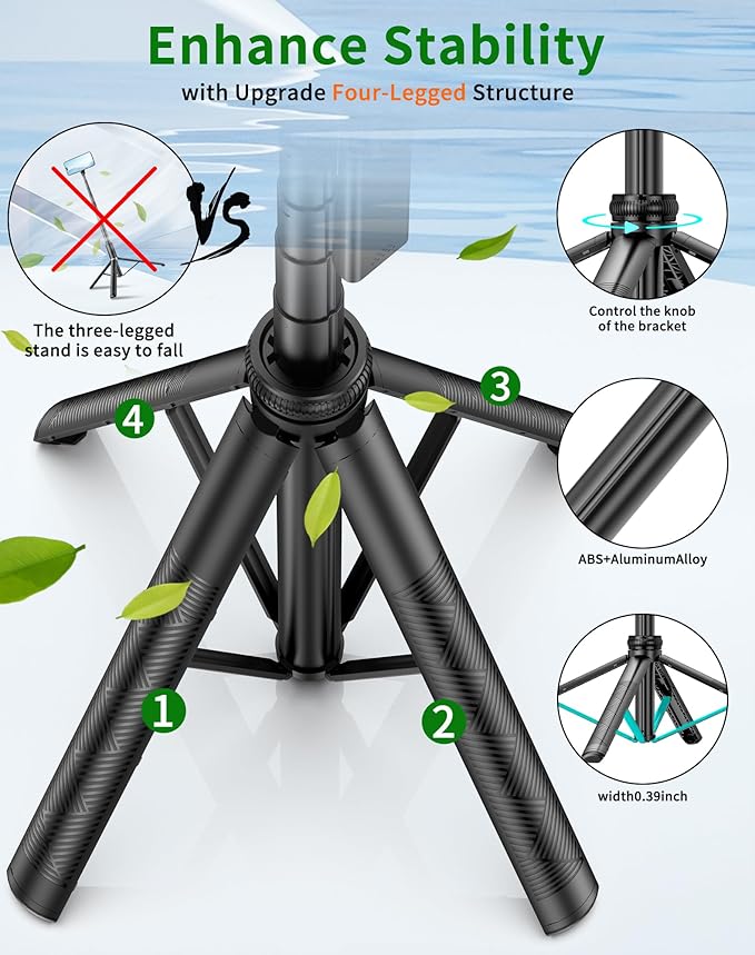 71" Cell Phone Tripod & Selfie Stick, for iPhone Tripo d Stand, Travel Tripod with Remote, Phone Selfie Stick for iPhone 11/14/ 15/16 Compatible with All Phones,for gopro and Cameras