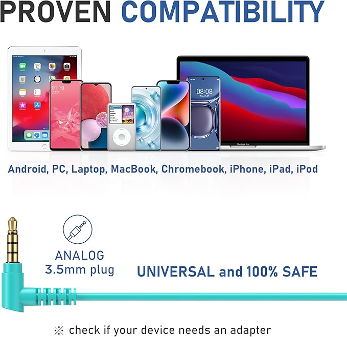 LUDOS Zenith Wired Earbuds in-Ear Headphones, 2 Years Warranty, Earphones with Microphone, Corded for 3.5mm Jack Ear Buds for iPhone, Samsung, Computer, Laptop, Kids, School Students - Turquoise