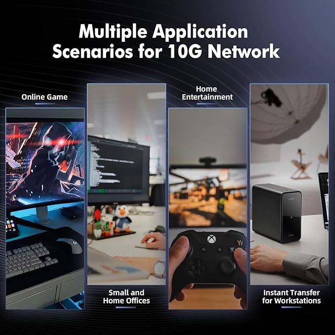 6 Port 10Gbps Managed Switch, 4 x 10G RJ-45, 2 x 10G SFP+ Slots, Support 10G/5G/2.5G/1000M Auto-Negotiation, YuLinca Smart Web Metal Network Switch