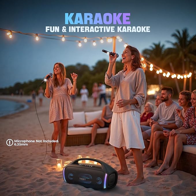 Tribit Bluetooth Speaker StormBox Blast 2, 200W Portable Wireless Speaker with Subwoofer, XBass, LED Light, Bluetooth 5.4, IP67 Waterproof, Custom EQ, 30H Playtime, TWS Pairing for Party/Outdoor