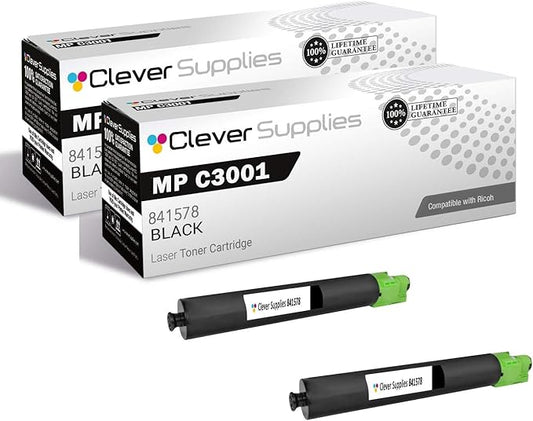 CS Replacement Toner Cartridge Compatible with Ricoh MP C3001 841578 Black Lanier LD630C LD635C Savin C9130 C9135 Aficio MP C3001 MP C3501 Toner Cartridge 2 Black Set