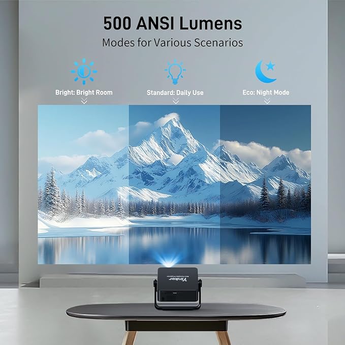 [Auto Keystone & Electric Focus] Yinker Mini Projector with Dual Band WiFi and Bluetooth, Smart Portable Projector with 360° Adjustable Stand, 4K Support for Home Cinema and Outdoor