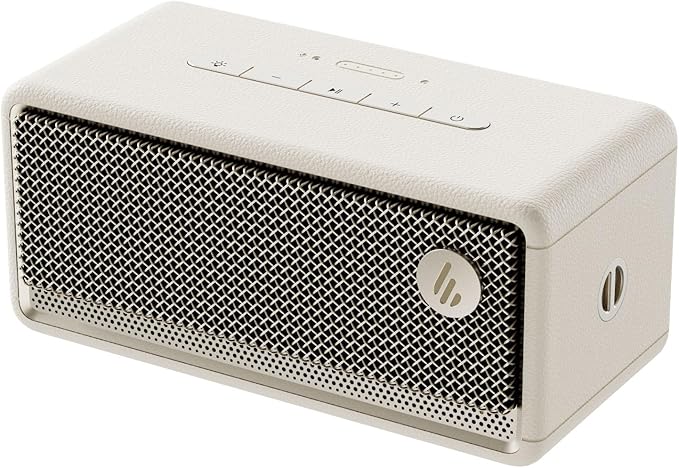 Edifier ES60 Bluetooth Speaker, Portable with Stereo Pairing, IP66 Dustproof & Waterproof 9H Playtime BT5.4 34W RMS Dual Device Connection Ambient Light for Home Party Outdoor Beach – Ivory