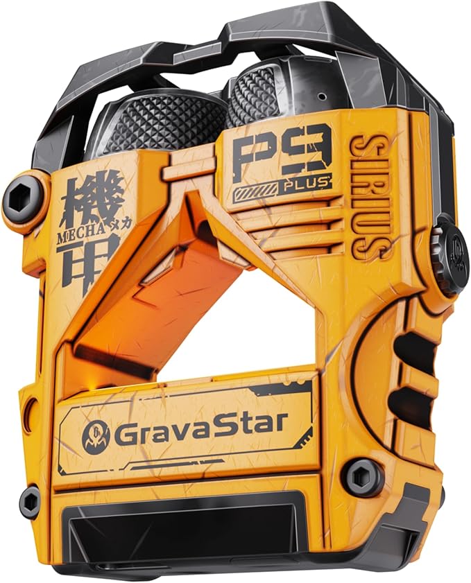 GravaStar Sirius Plus True Wireless Earbuds, Bluetooth 5.3 Active Noise Cancellation ANC Headphones, 28H Playtime, ENC Clear Call, Customization App, IPX4 for Sports/Work -Yellow