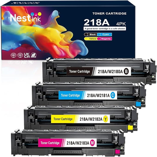 218A High Yield Toner Cartridge (With Chip) Replacement for HP 218X/218A/218 to Compatible with HP Color Laser Jet Pro 3201dw MFP 3301cdw MFP 3301fdw MFP 3301sdw W2180X W2181X W2182X W2183X (BK/Y/C/M)