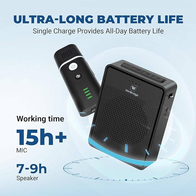 Wireless Voice Amplifier with Bluetooth Lavalier Microphone, Professional Noise Reduction Portable Microphone with Speaker, Mini Megaphone with Clip on/Lapel Mic for Teachers Classroom Tour Guide B006