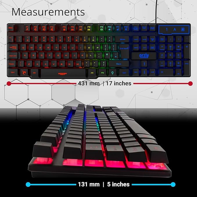 Orzly Gaming Keyboard RGB USB Wired Rainbow Keyboards Designed for PC Gamers, PS4, PS5, Laptop, Xbox, Nintendo Switch, RX-250 Hornet Edition (Black) Brand