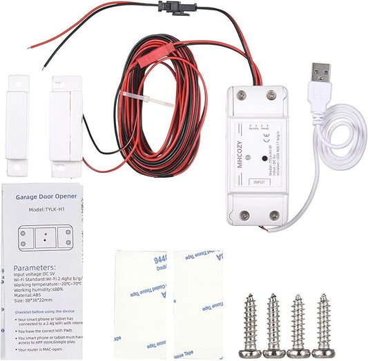 Tuya WiFi+BT Smart Garage Door Opener Controller Kit Intelligent Garage Controller Kit Timing Function Remote Monitoring Voice Control Compatible with Alexa,Google Home,IFTTT