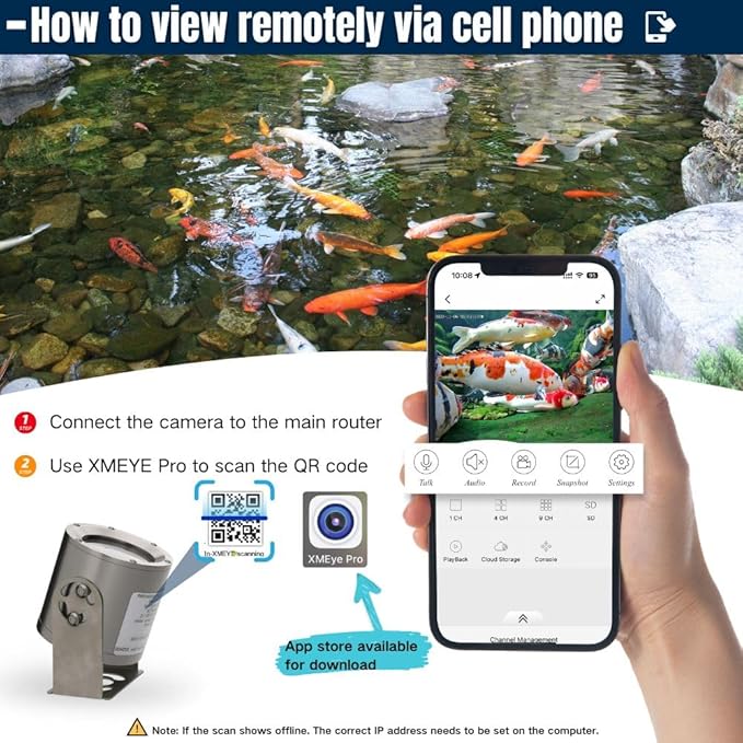 Underwater Camera, Aquarium Live Streaming Pond 5MP Camera with 32ft Cables