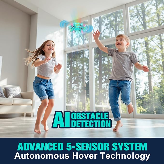 Hand Operated Drone Toy for Kids or Adults - AI Motion Sensors Mini Drones with Bright LED Projection, 360 Flips, Easy Indoor Small Flying Orb Ball for Age 4-6-8-12 Birthday Gifts