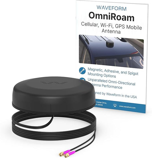 Waveform OmniRoam 2-in-1 Low-Profile Mobile Antenna – High-Performance, Rugged Fleet Antenna for Peplink, Cradlepoint, Cisco (2x2 Cellular)