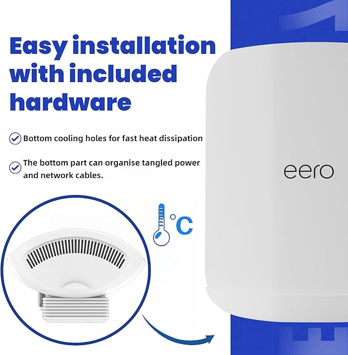 Wall Bracket for Eero Max 7 Aluminum Alloy Max 7 Wall Mount Sturdy and Durable Space Saving Wall Mount Holder Compatible with Max 7 Mesh WiFi Router (White-3Pack)