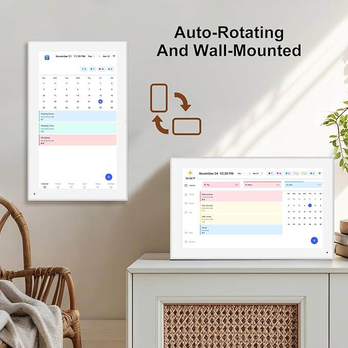 Akimart 15.6 inch Wall Planner Digital Calendar & Chore Chart, Smart Touchscreen Interactive Display for Family Schedules, Hearth Display Digital Calendar, Great for Organizing Your 2025 Year