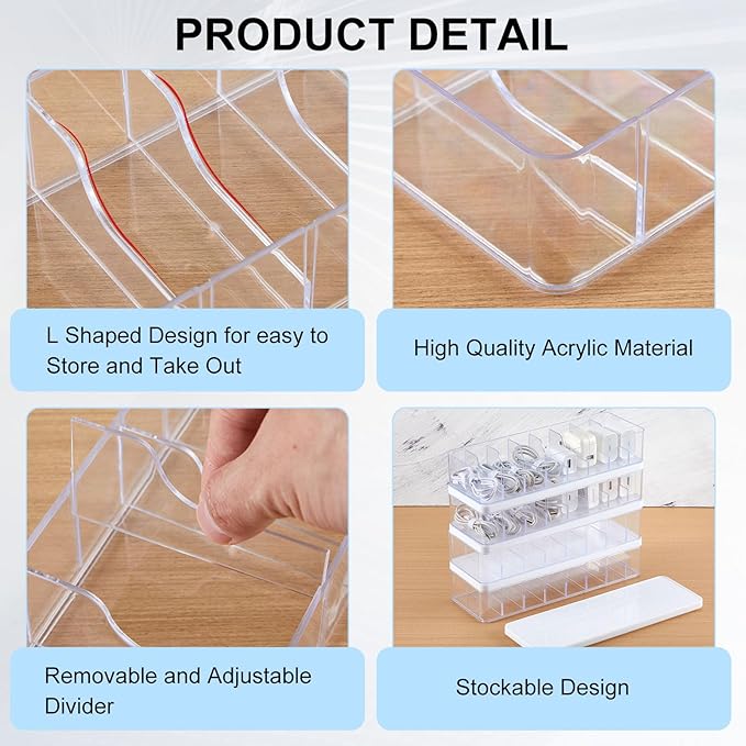 Tatuo 1 Pcs Cable Organizer Box with Wire Ties, Plastic Cord Storage Box with Lid, Electronics Organizer for Home Office Desk Organizers and Accessories (10.79'' X 3.78'' X 1.97'',Clear,White)