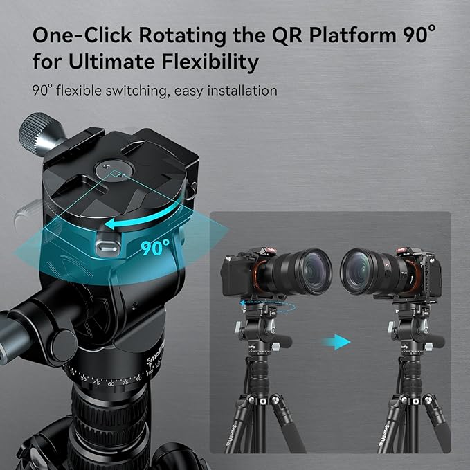 SmallRig CT195 Video Tripod Kit, 73" Camera Tripod with Pan Tilt Fluid Head for Vertical/Horizontal Shooting, Max Load 15kg / 33Ibs for Camcorder, Mirrorless, DSLR - 4307