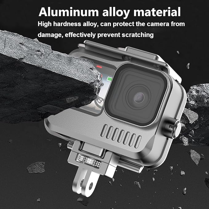 Aluminum Alloy Waterproof Case for GoPro Hero13/Hero12/Hero11/Hero10/Hero9 Black,40M/131FT Underwater Diving Housing Protective Shell for Hero13/12/11/10/9 Black Camera Accessories