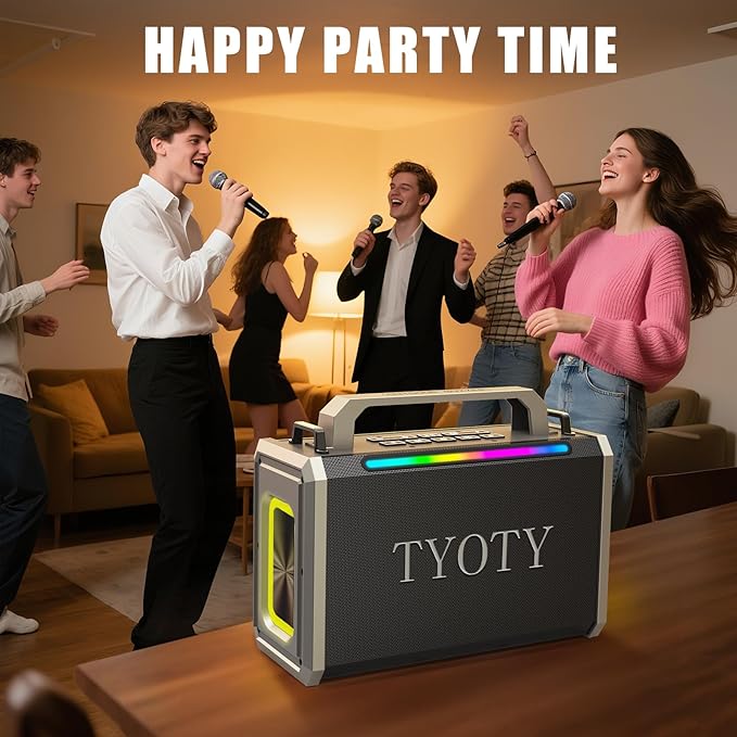 Portable Bluetooth Speaker 80W Loud Wireless Outdoor Stereo Sound Deep Bass IPX5 Waterproof Big Powerful Large Party Speakers with Colorful LED Lights, TWS, EQ, AUX, USB for Home Travel Camping