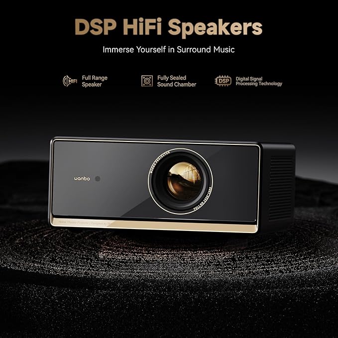 Wanbo X5 Pro Google TV Projector 4K Supported, 1100 ANSI Smart Projector with WiFi and Bluetooth, Outdoor & Home Movie Proyector, Auto Focus & Keystone, HDMI 2.0, Voice Control, HDR10 (2025 Upgraded)