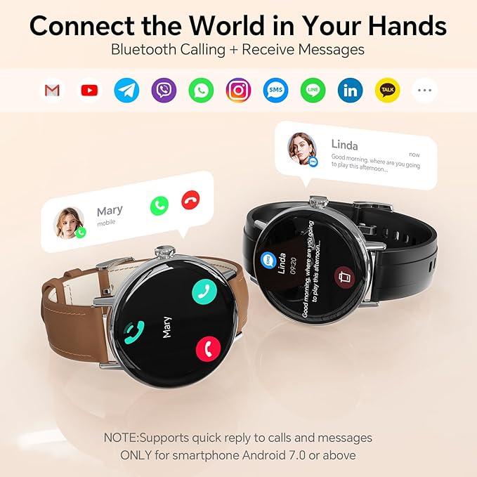 Smart Watches for Men/Womem,1.27" HD Fitness Watch Answer/Make Call, Heart Rate/Sleep/SpO2，Round Smart Watch for iPhone/Samsung/Android,IP68 Waterproof，110+ Sport Mode-Black(2 Bands)