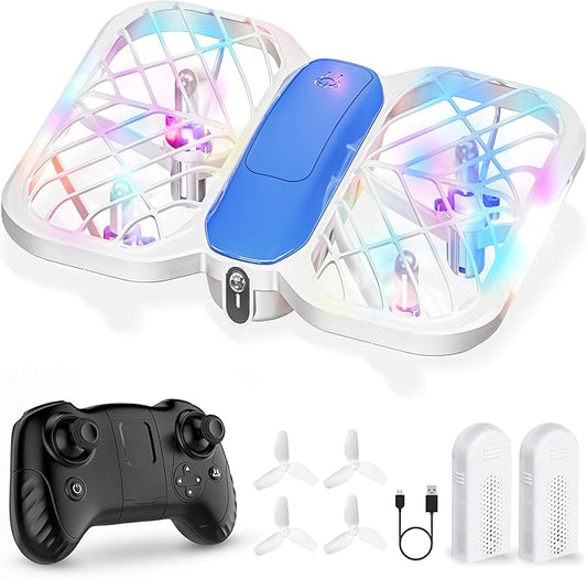 Drone for Kids, RC Drone Indoor Small Helicopter, Multi-flash Colors, Propeller Full Protect, Altitude Hold, 3D Flip, Circle Fly, Self-Rotation, Mini Quadcopter Toy with 2 Batteries