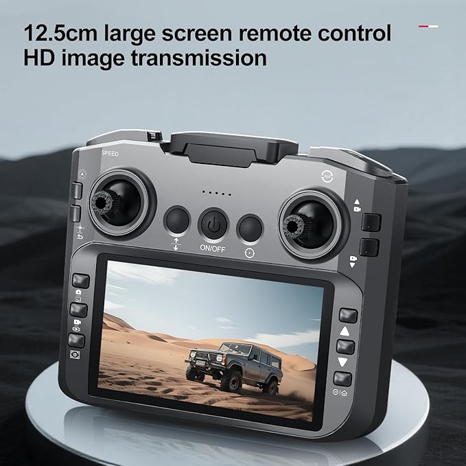 E88 GT Drone with 4.92-Inch Screen Controller,Brushless Motor, Optical Flow Localization, Active Obstacle Avoidance, 2 batteries. (Black-2 batteries)